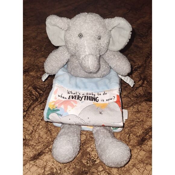 Mud Pie Plush Reading Pal Grey Elephant MudPie Grey Plush Elephant Folding Fabri - Picture 1 of 10